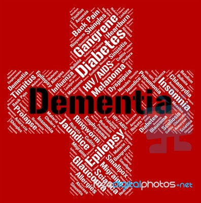 Dementia Word Indicates Ill Health And Alzheimer's Stock Image