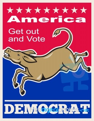 Democrat Donkey Mascot America Vote Stock Image