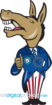 Democrat Donkey Mascot Thumbs Up Cartoon Stock Image