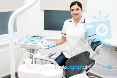 Dental Assitant Smiling At Camera Stock Photo Dental Assitant Smiling At Camera Stock Photo