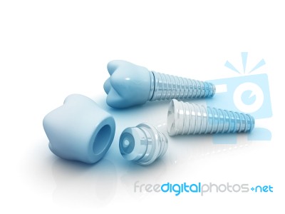 Dental Implant 3d Crown With Pin Stock Image