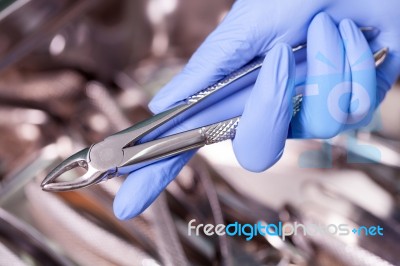 Dental Pliers And Instruments Stock Photo