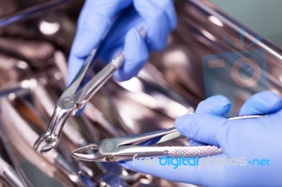 Dental Pliers And Instruments Stock Photo