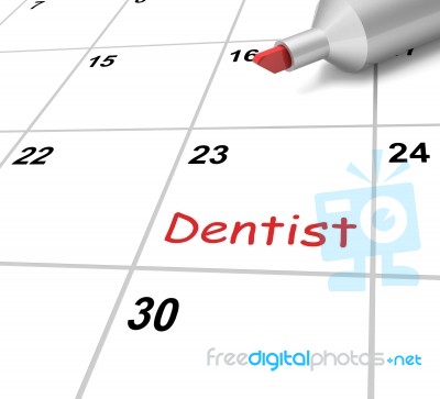 Dentist Calendar Means Dental And Teeth Checkup Stock Image