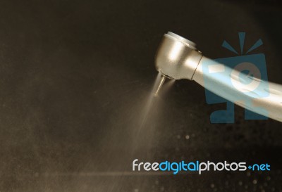 Dentist Drill On Working , Dental Equipment Air Turbine Handpiece Stock Photo
