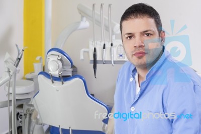 Dentist In His Surgery Stock Photo