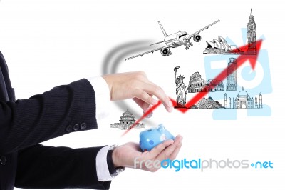 Deposit Money For Plan Travel Stock Photo