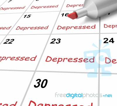 Depressed Calendar Means Down Despondent Or Mental Illness Stock Image Depressed Calendar Means Down Despondent Or Mental Illness Stock Image