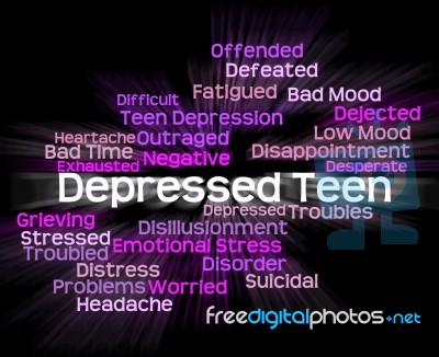 Depressed Teen Indicates Disturbed Depression And Sadness Stock Image