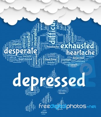 Depressed Word Represents Lost Hope And Anxious Stock Image