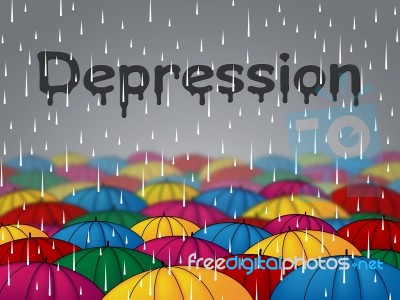 Depression Rain Indicates Lost Hope And Anxiety Stock Image