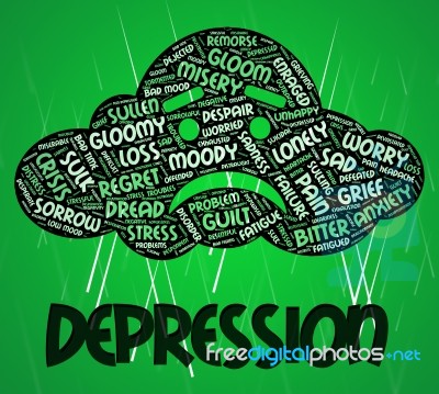 Depression Word Means Lost Hope And Anxious Stock Image