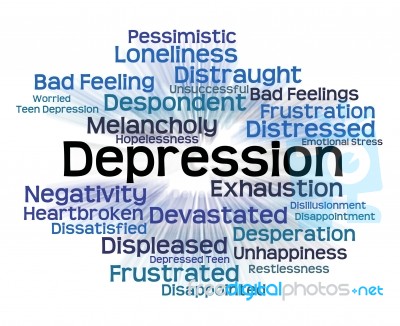 Depression Word Means Lost Hope And Anxious Stock Image