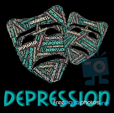 Depression Word Represents Hopelessness Sad And Text Stock Image