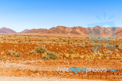 Desert Landscape In Namibia Stock Photo