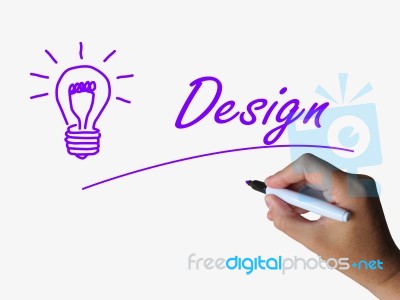 Design And Lightbulb Mean Creative Concept And Designing Stock Image