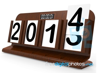 Desk Calendar Represents Year Two Thousand Fourteen Stock Image