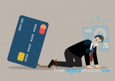 Desperate Businessman With Credit Card Burden Stock Image
