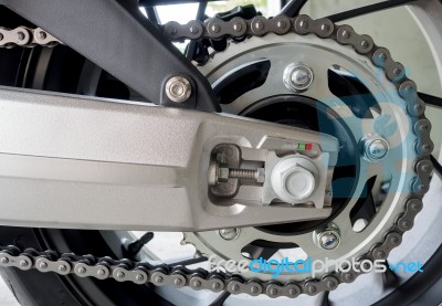 Detail Of A Motorcycle Rear Chain Stock Photo