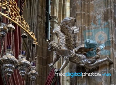 Detail Of The Silver Tomb Of St John Of Nepomuk In St Vitus Cath… Stock Photo