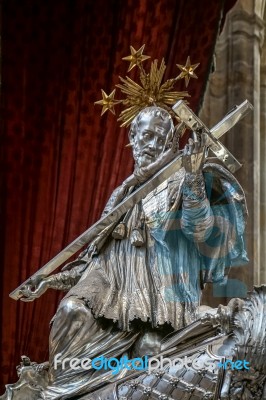 Detail Of The Silver Tomb Of St John Of Nepomuk In St Vitus Cath… Stock Photo