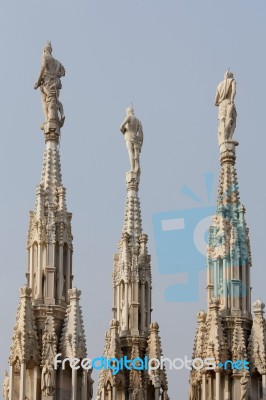 Detail Of The Skyline Of The Duomo In Milan Stock Photo