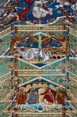 Detailed View Of Part Of The Ceiling In Ely Cathedral Stock Photo