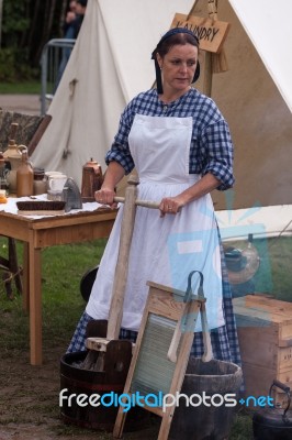 Detling, Kent/uk - August 29 : Woman In Costume At The Military Stock Photo