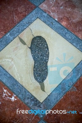 Devils Footprint In The Frauenkirche In Munich Stock Photo