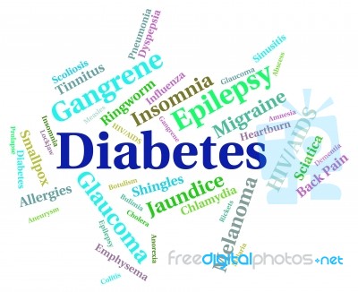 Diabetes Word Represents Ill Hypoglycemia And Disorders Stock Image