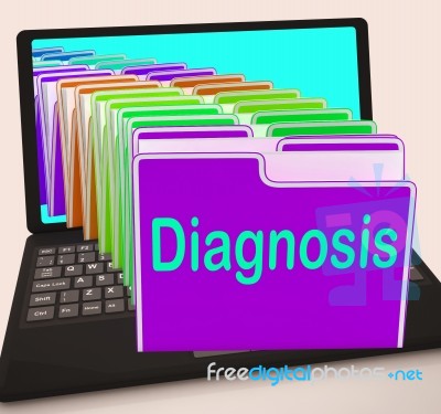 Diagnosis Folder Laptop Shows Medical Conclusions And Illness Stock Image