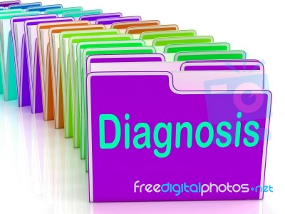 Diagnosis Folder Shows Medical Conclusions And Illness Stock Image