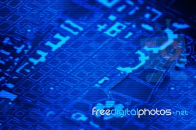 Diagonal Blue Computer Pcb Abstract Illustration Background Stock Photo
