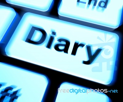 Diary Keyboard Shows Online Planner Or Schedule Stock Image