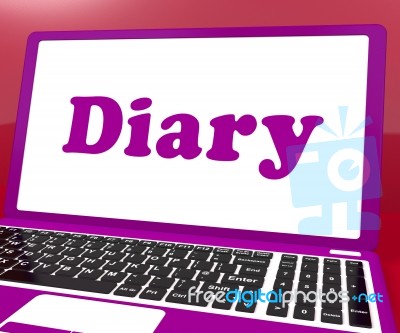 Diary Laptop Shows Online Planning Or Scheduler Stock Image