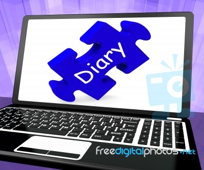 Diary Laptop Shows Web Planning Or Scheduling Stock Image