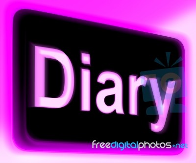 Diary Sign Shows Online Planner Or Schedule Stock Image