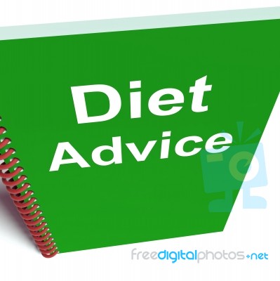 Diet Advice On Notebook Shows Healthy Diets Stock Image