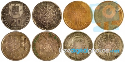 Different Rare Coins Of Portugal Stock Photo