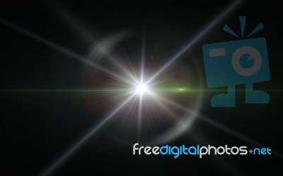 Digit Lens Flare With Bright Light In Black Background Used For Texture And Material.lens Flare Or Star Flare In Black Background.modern Nature Flare Effect Stock Image
