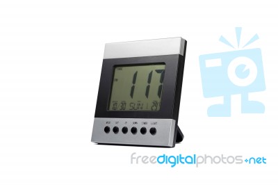 Digital Alarm Clock Isolated Stock Photo