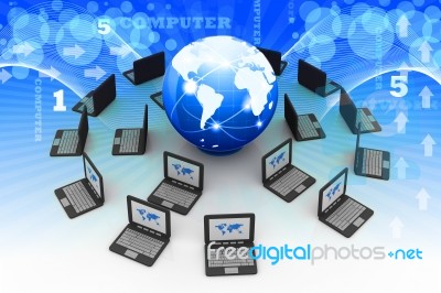Digital Earth With Computer network Stock Image