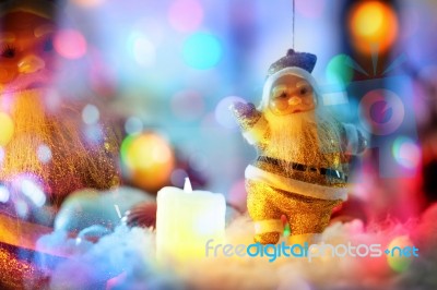 Digital Illustration Of Santa Claus Candles On Snow Stock Photo