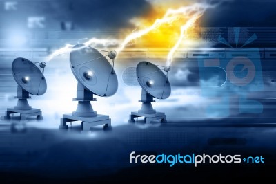 Digital Illustration Of Satellite Dish Transmission Stock Image