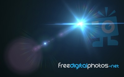Digital Lens Flare In Black Background Horizontal Frame Warm Stock Image