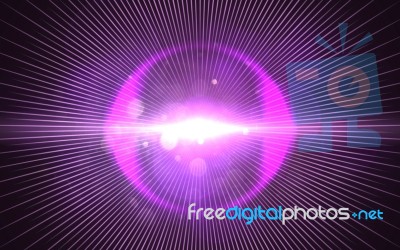 Digital Lens Flare In Black Background Horizontal Frame Warm.sun Burst Flare Effect.space Light Effect With Dust Stock Image