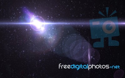 Digital Lens Flare With Bright Light In Black Background Used For Texture And Material Stock Image