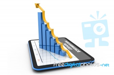 Digital Tablet With Rising Chart Stock Image