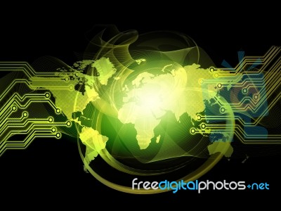 Digital World  On Abstract Background Stock Image