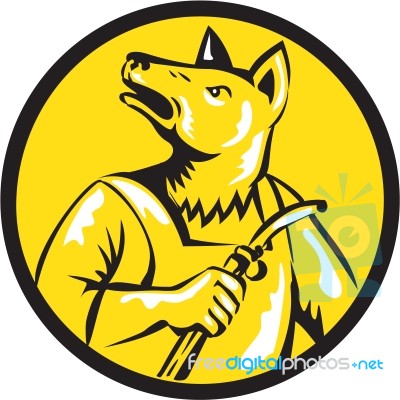 Dingo Dog Welder Circle Retro Stock Image